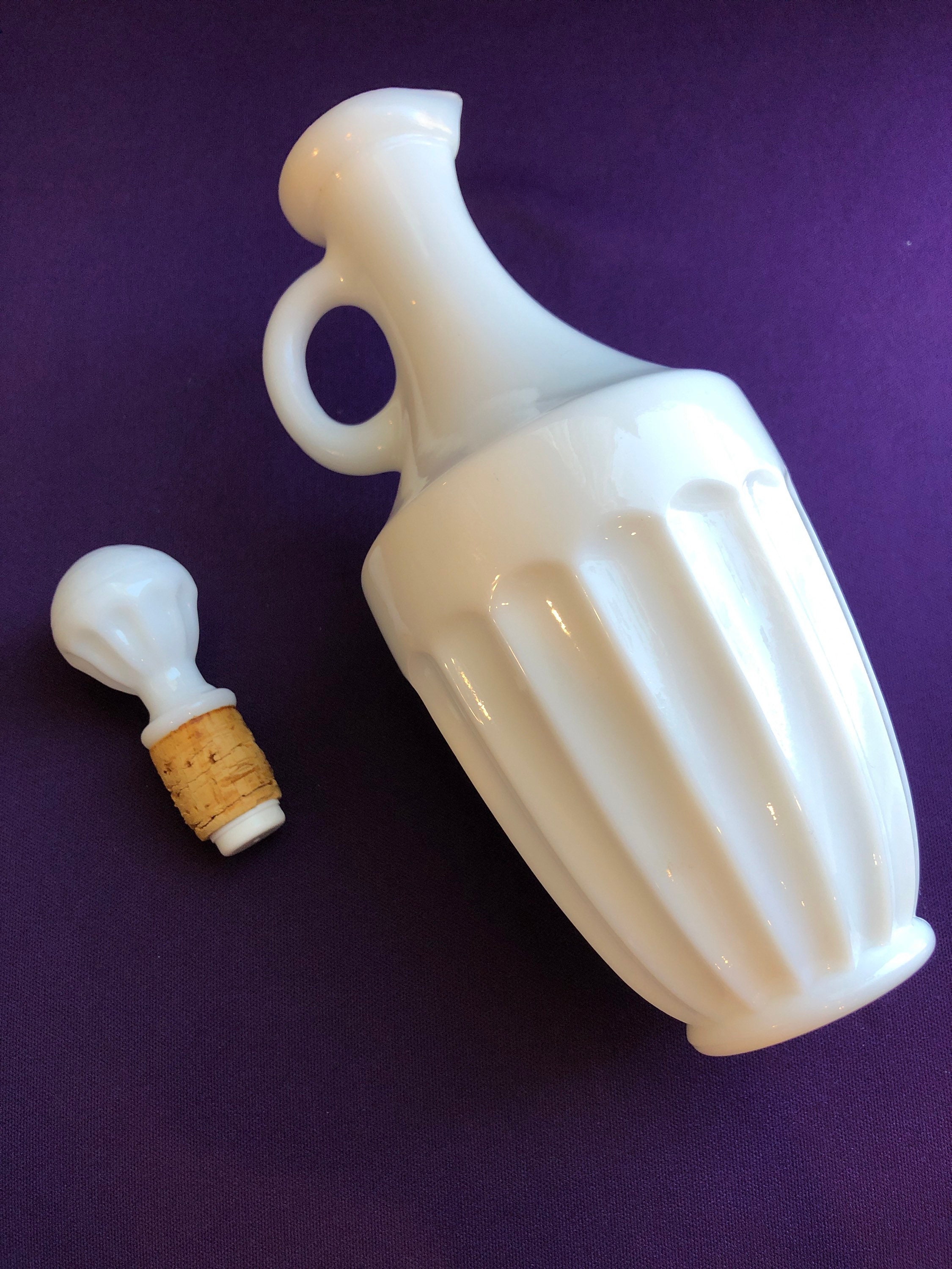 Pretty Vintage Milk Glass Jar /cruet With Stopper cork Not Etsy