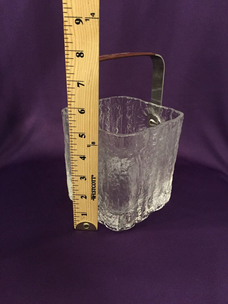 Vintage Glass Ice Bucket With Handle Etsy