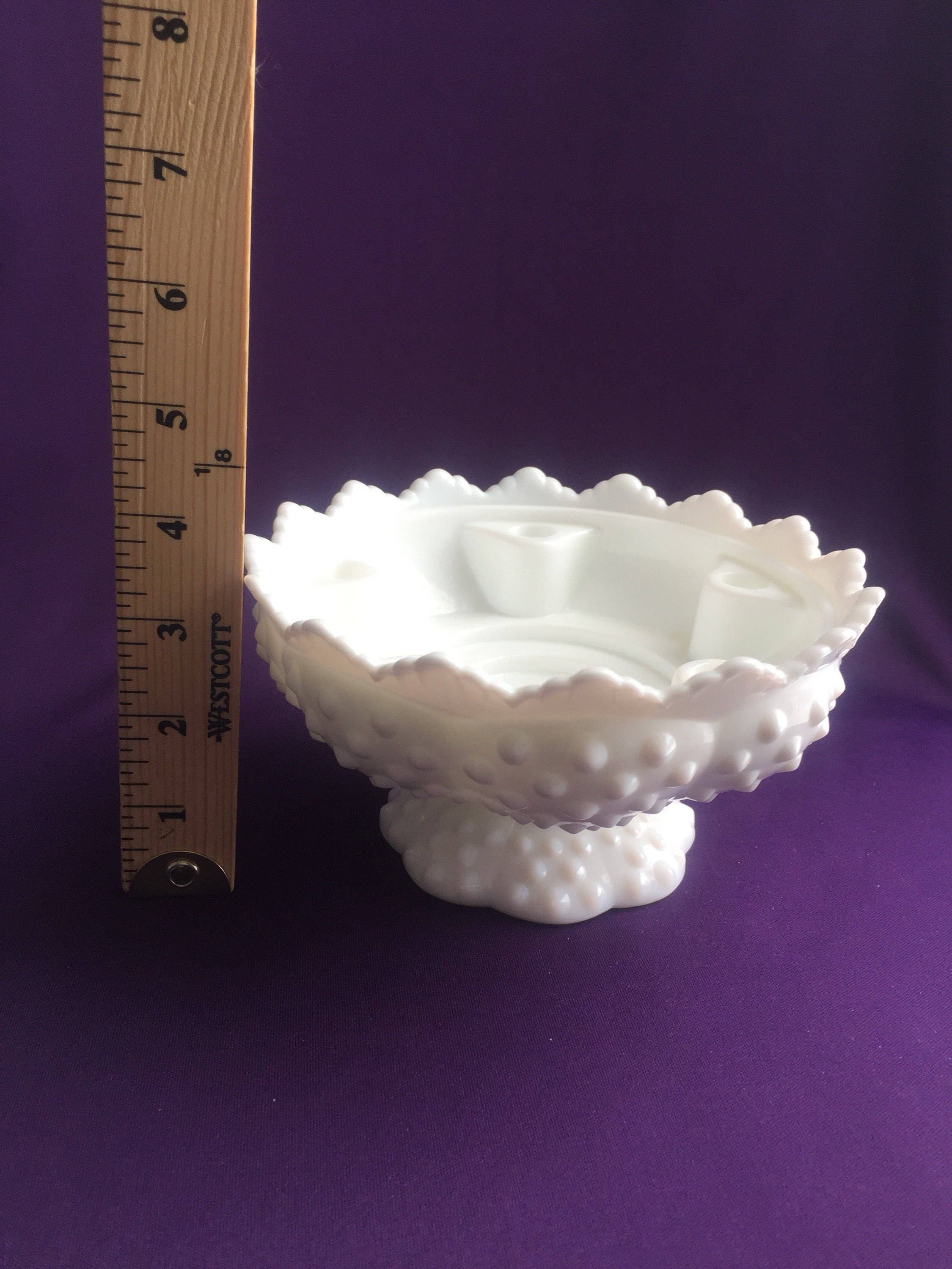 Vintage Fenton Hobnail Milk Glass Candle Bowl Etsy