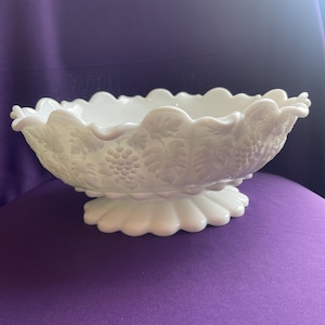Vintage white milk glass large oval bowl, by Westmoreland (not perfect, read description)