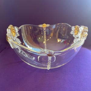Vintage Mikasa Gilded Rose glass bowl