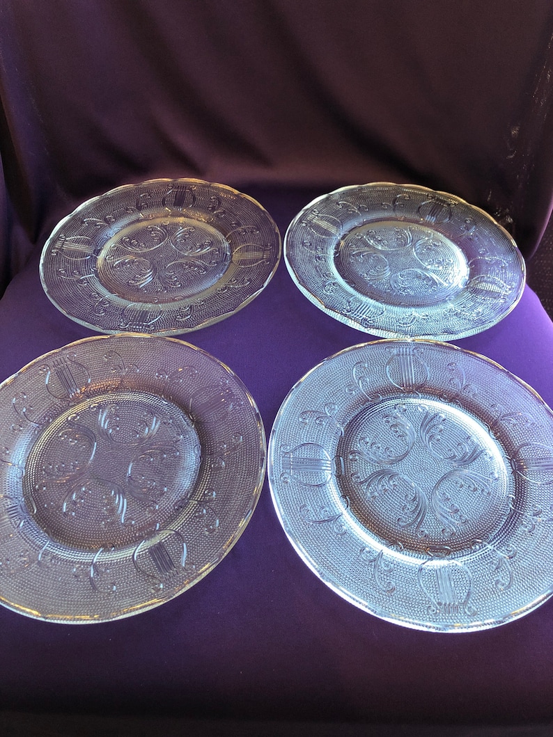 Set of 4 Clear Small Dessert Plates With Gold Trim gold Worn Etsy UK