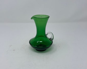 Vintage green glass small jug/ vase/ pitcher