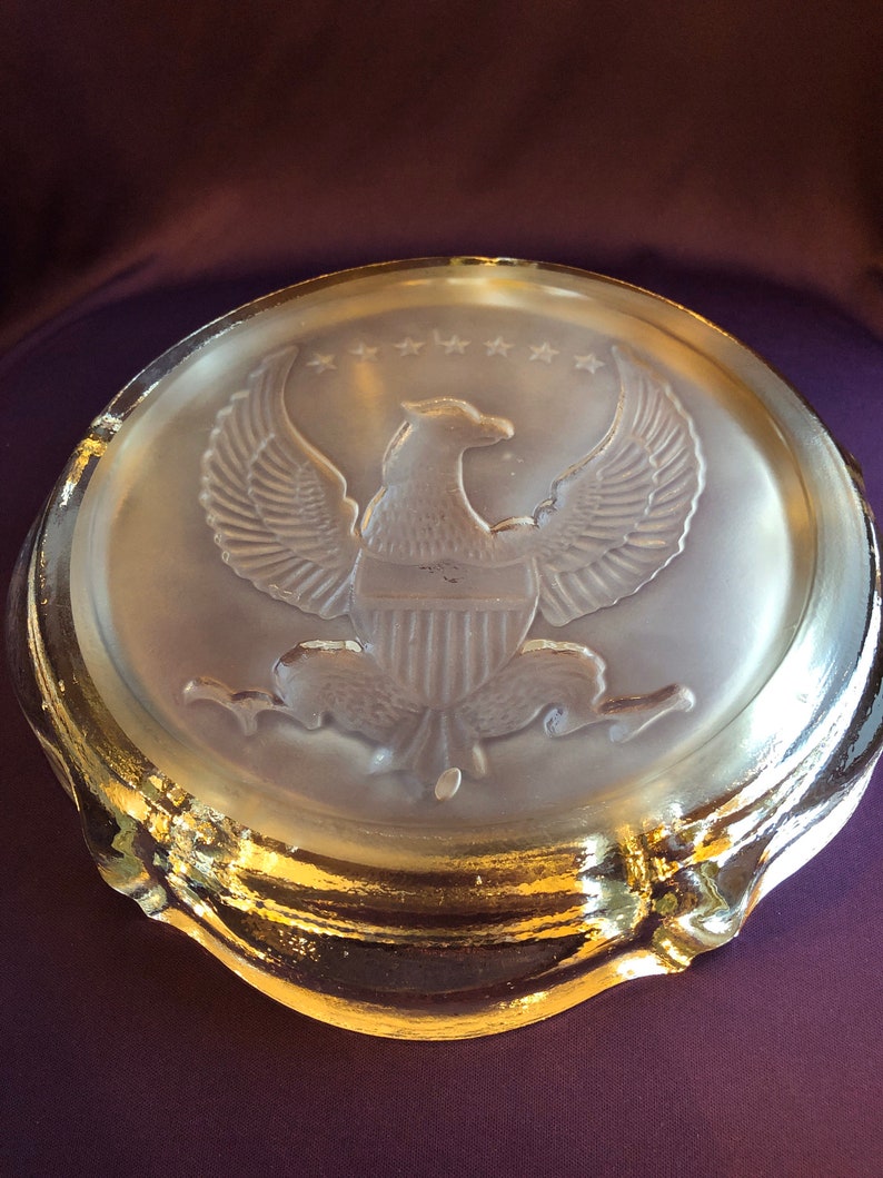 Huge vintage clear glass cigar ashtray