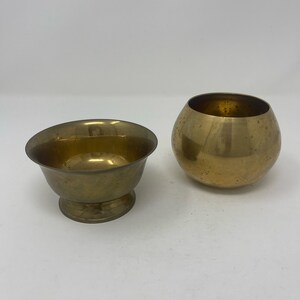 Vintage brass decorative small planters - set of 2 (not perfect)