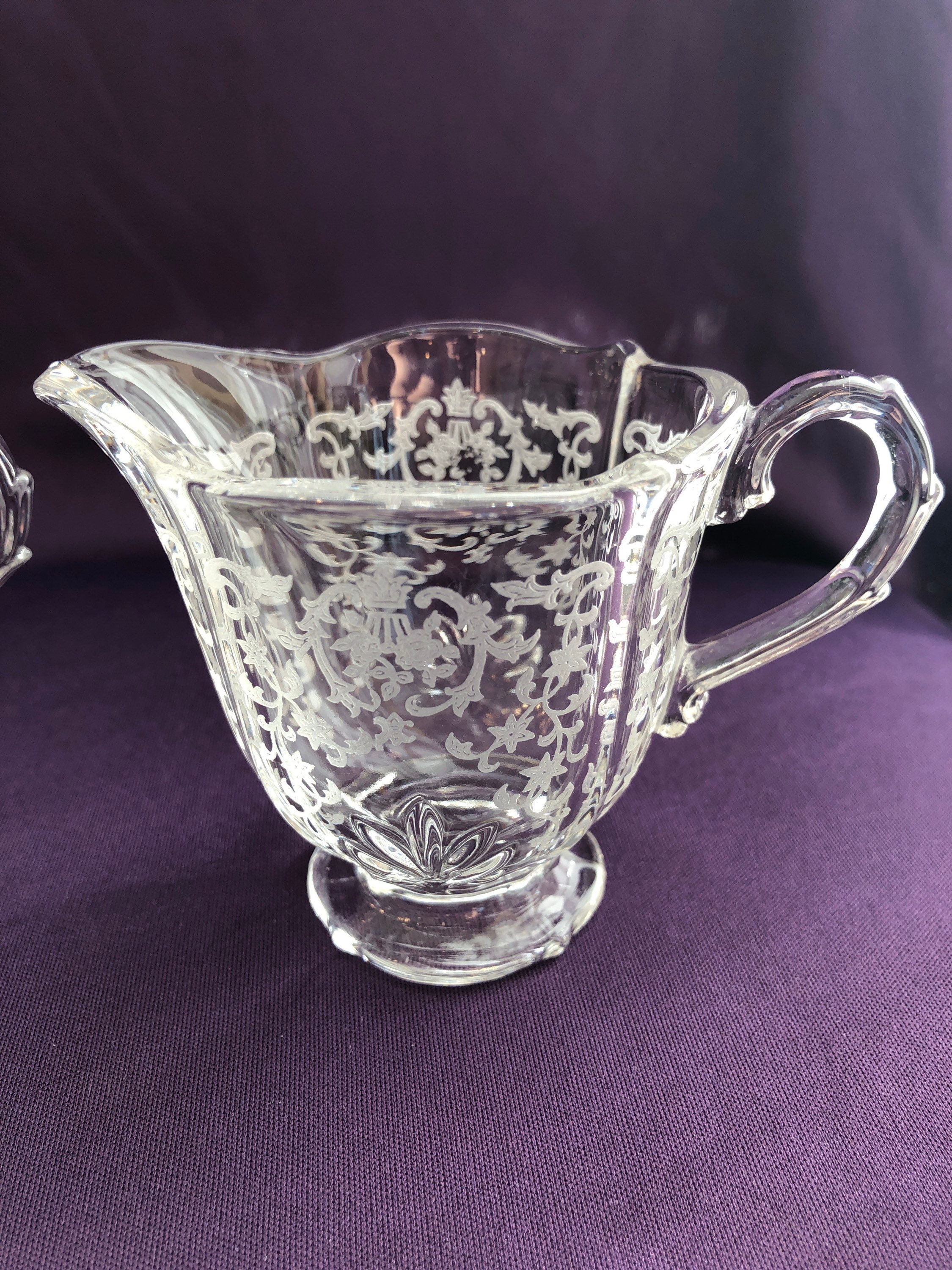 Elegant Vintage Glass Sugar and Creamer Set Etsy