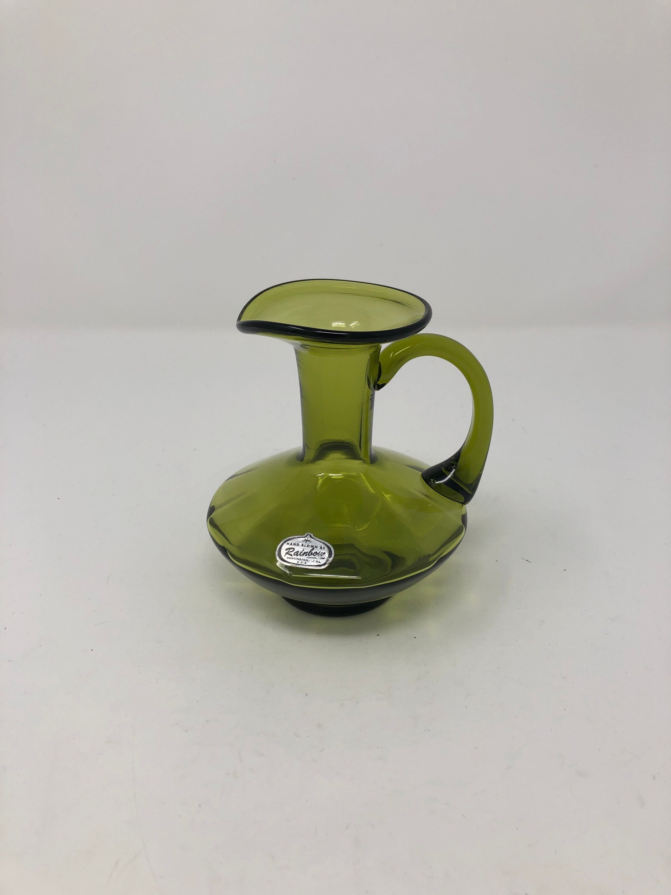 Vintage Green Glass Small Jug/ Vase Etsy