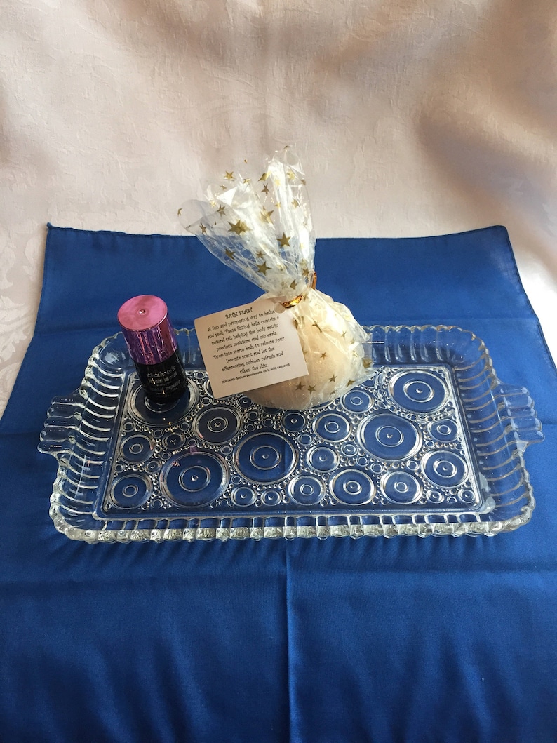 repurpose as bathroom vanity tray Vintage glass tray