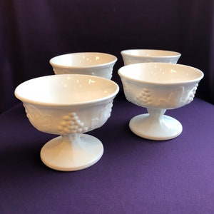 Vintage milk glass dessert cups, set of 4