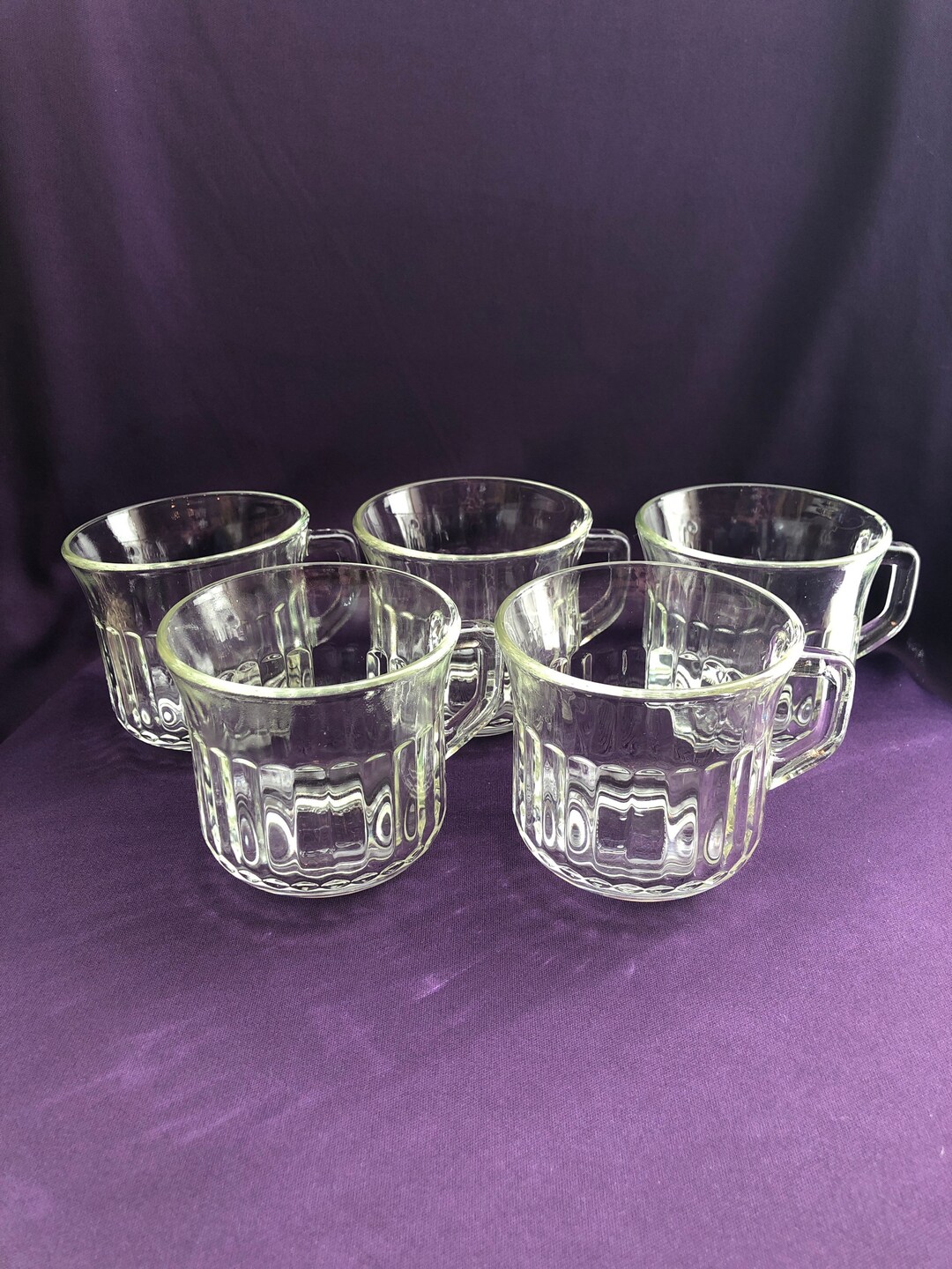 Vintage Clear Glass Mugs, Set of 5 - Etsy