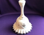 Vintage white silvercrest handpainted glass Fenton bell