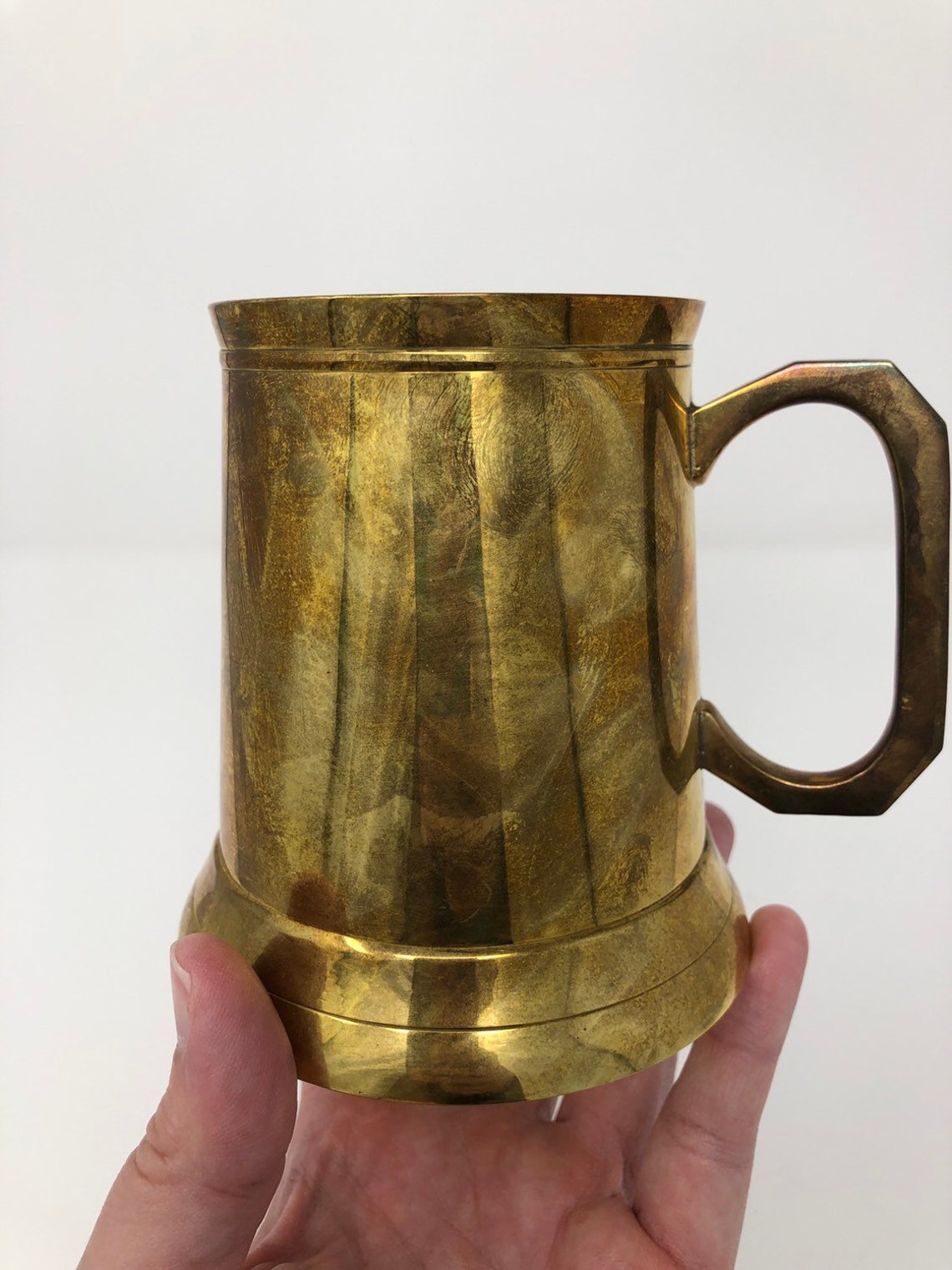 Vintage rustic brass mug with patina Etsy