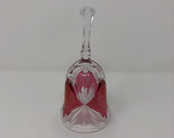 Vintage crystal glass bell, with cranberry flashing