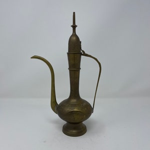 Vintage etched brass genie bottle / jug / decorative item (not perfect)