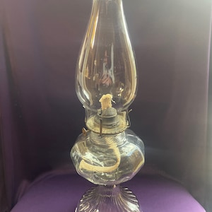 Vintage glass oil lamp, tall /large size
