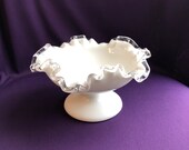 Vintage Fenton Silver Crest Compote -Spanish Lace glass