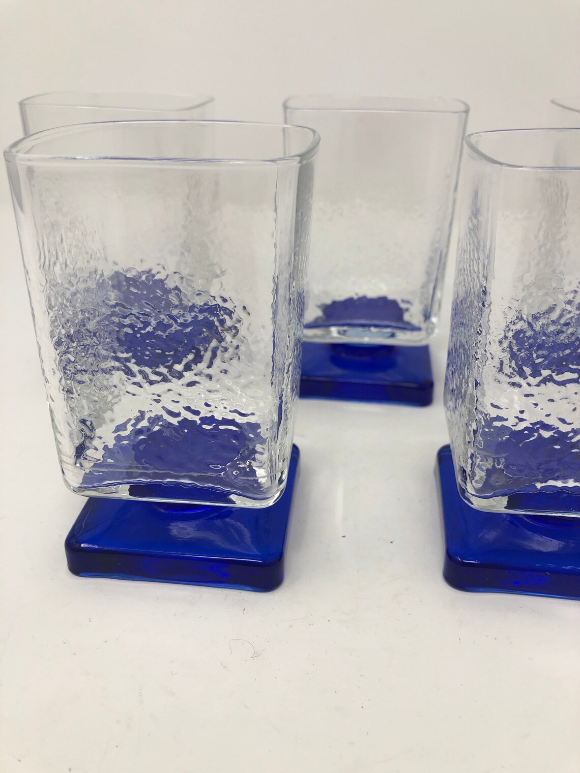 Vintage set of 5 square based glasses Etsy