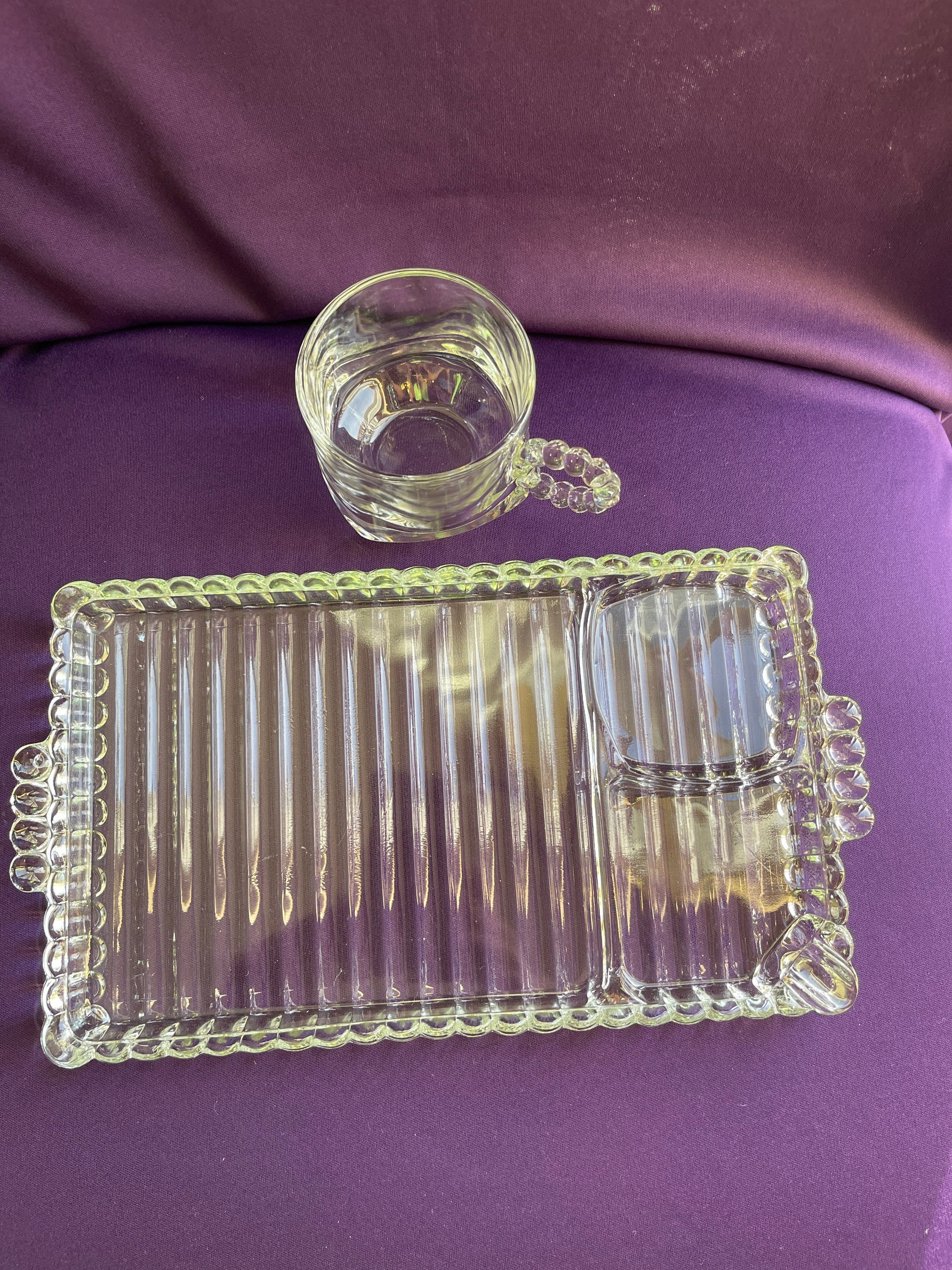 Vintage Clear Glass Snack Set Tray and Mug Repurpose as Etsy