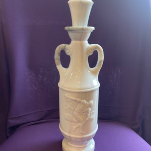 Vintage Jim Beam swirled gray / marbled glass decanter / bottle with stopper