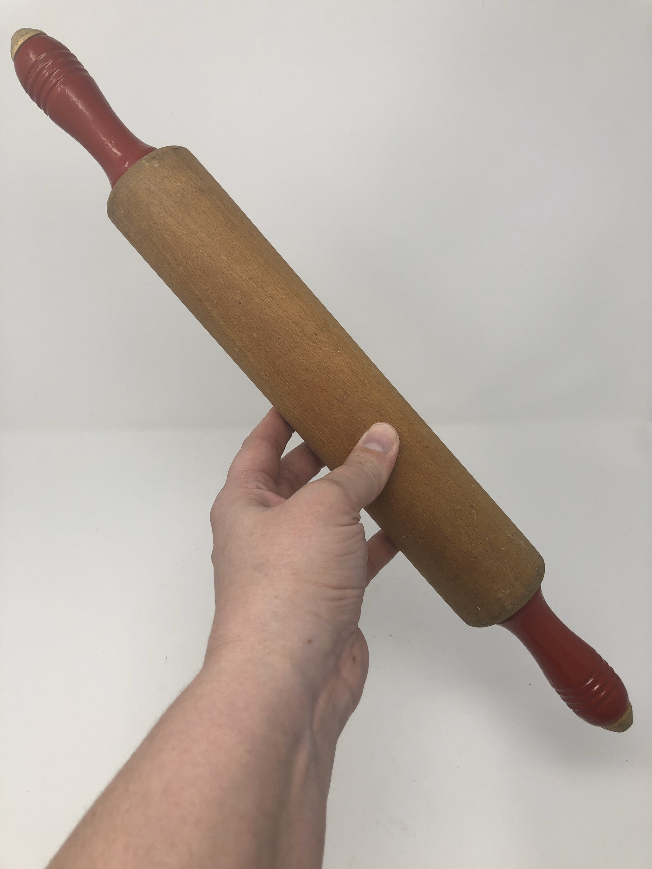 Vintage Wood Rolling Pin With Wooden Handles Not Perfect Etsy