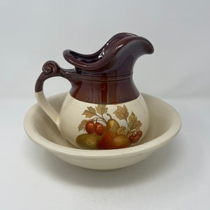 Vintage decorative ceramic pitcher and basin set by McCoy