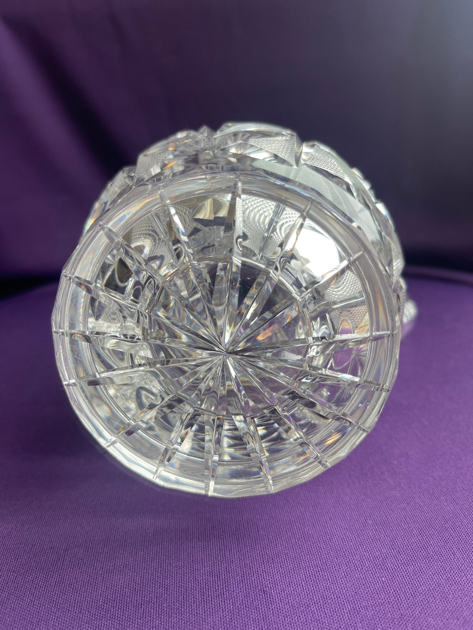 Lead Crystal Clear Cut / Etched Glass Violetta Vase/ Small Etsy