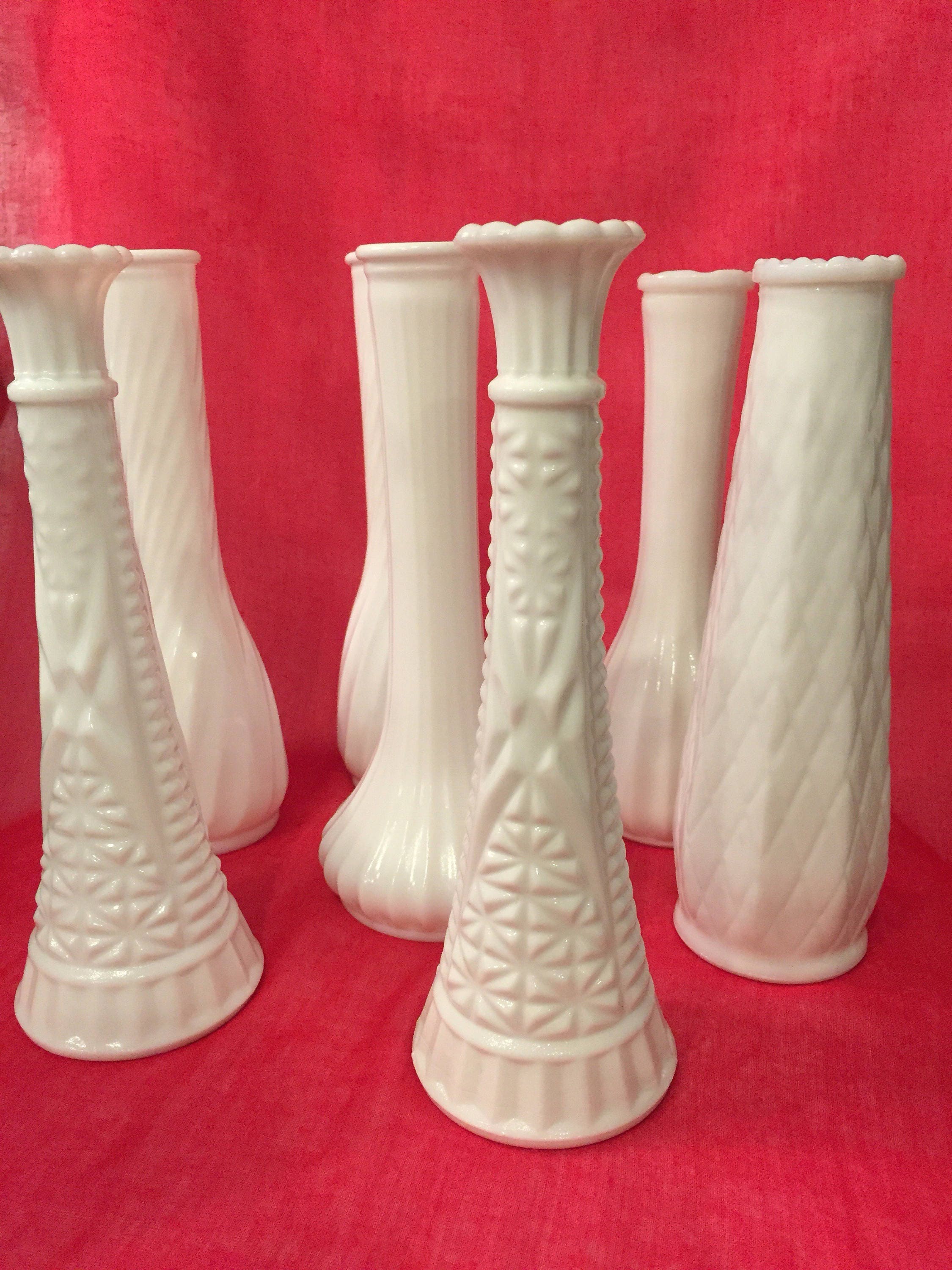 Vintage White Milk Glass Vases set of 7 Etsy