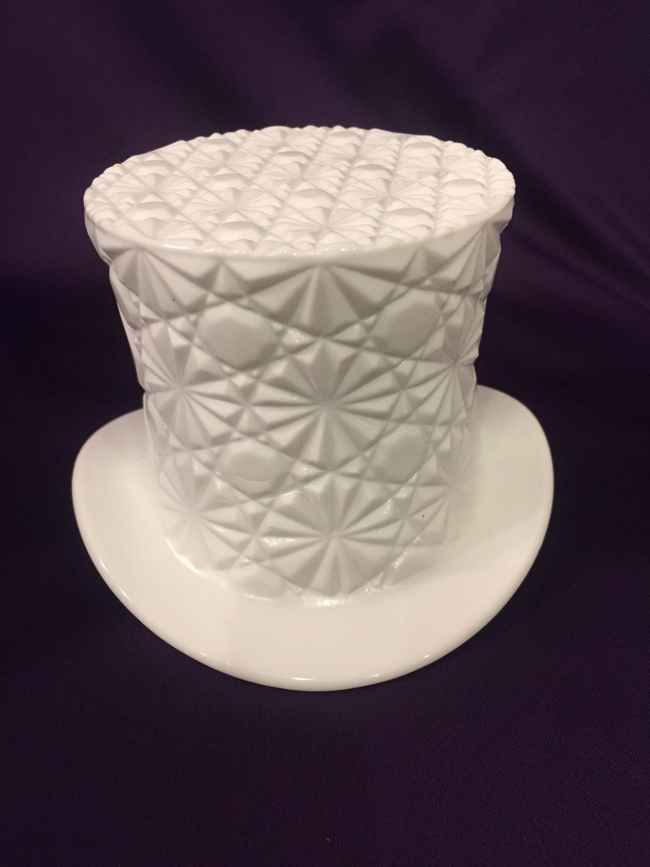 Vintage White Glass Top Hat Etsy UK