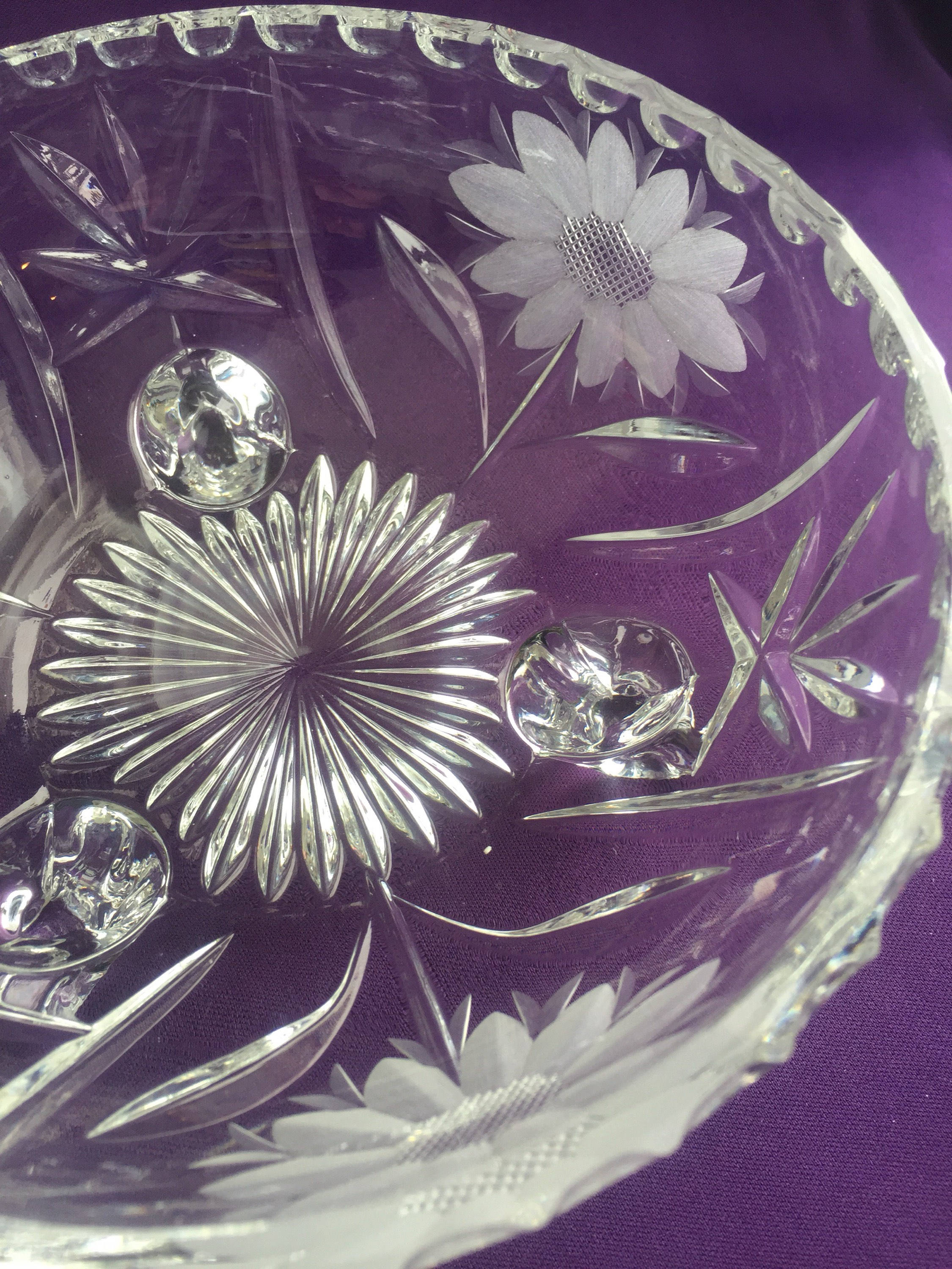 Vintage Etched Crystal Bowl: Floral Design, 3-footed - Etsy