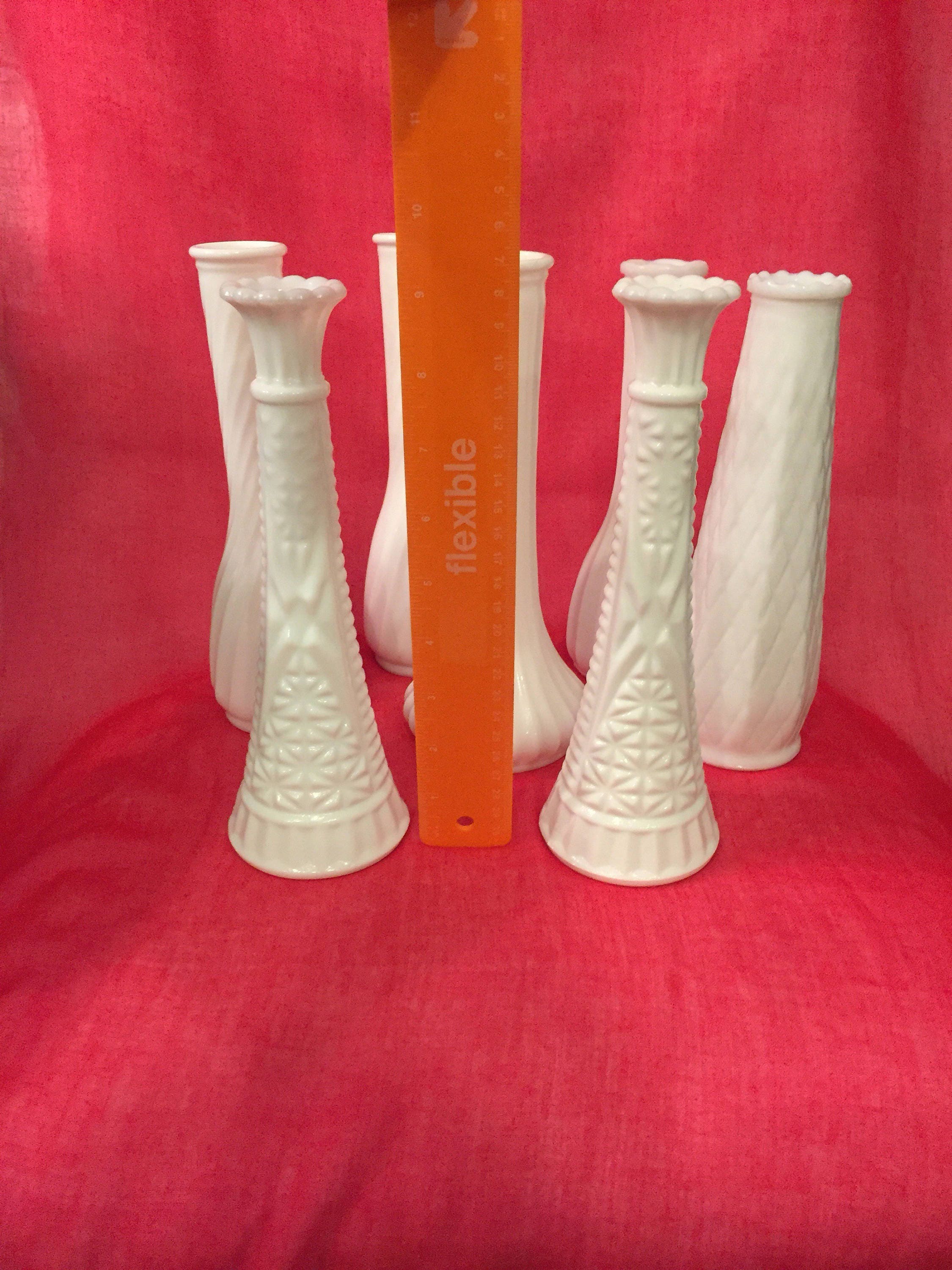 Vintage White Milk Glass Vases set of 7 Etsy