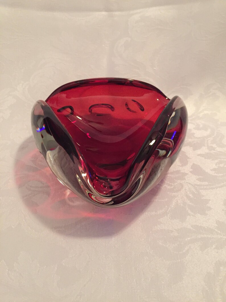 Vintage ruby red ashtray