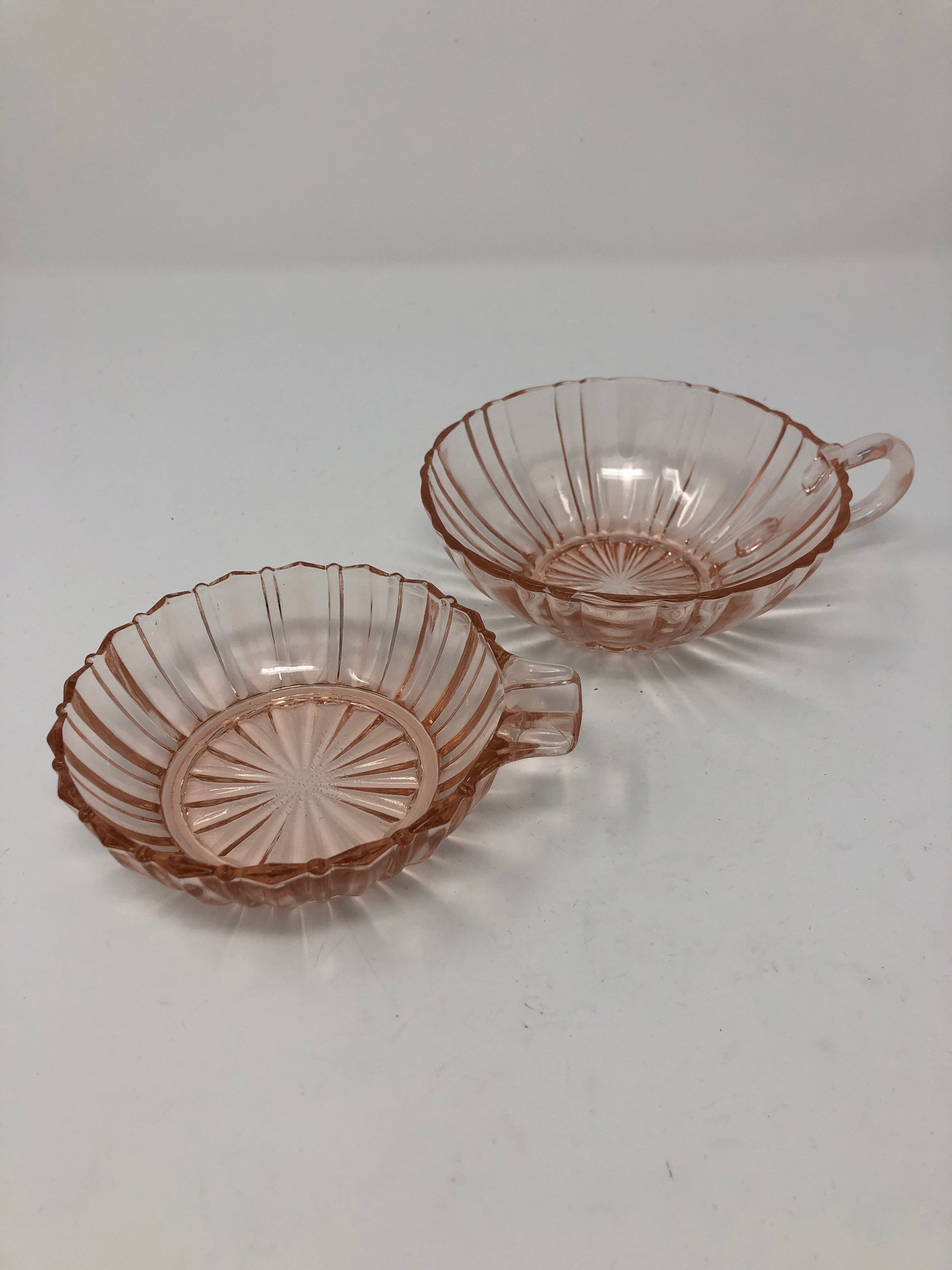 Vintage Pink Glass Small Handled Dishes - Main Image
