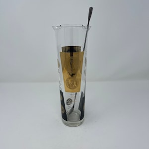 Vintage glass cocktail / martini pitcher with stir stick (not perfect)