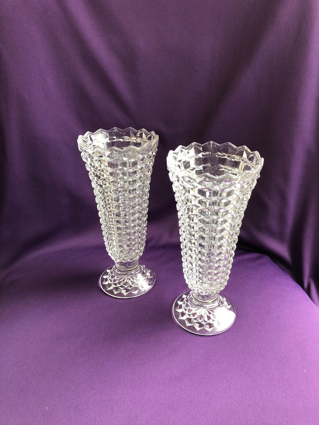 Pretty Glass Set of Two Pretty Clear Glass Vases - Etsy