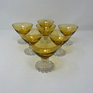 Vintage set of 7 amber glass dessert cups / cocktail glasses