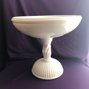 Vintage / antique white milk glass “hand stem” Fruit bowl / compote (not perfect)