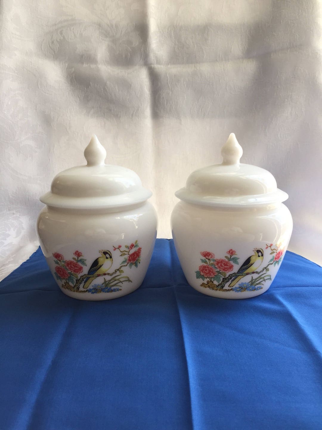 Vintage Milk Glass Canisters / Jars Etsy