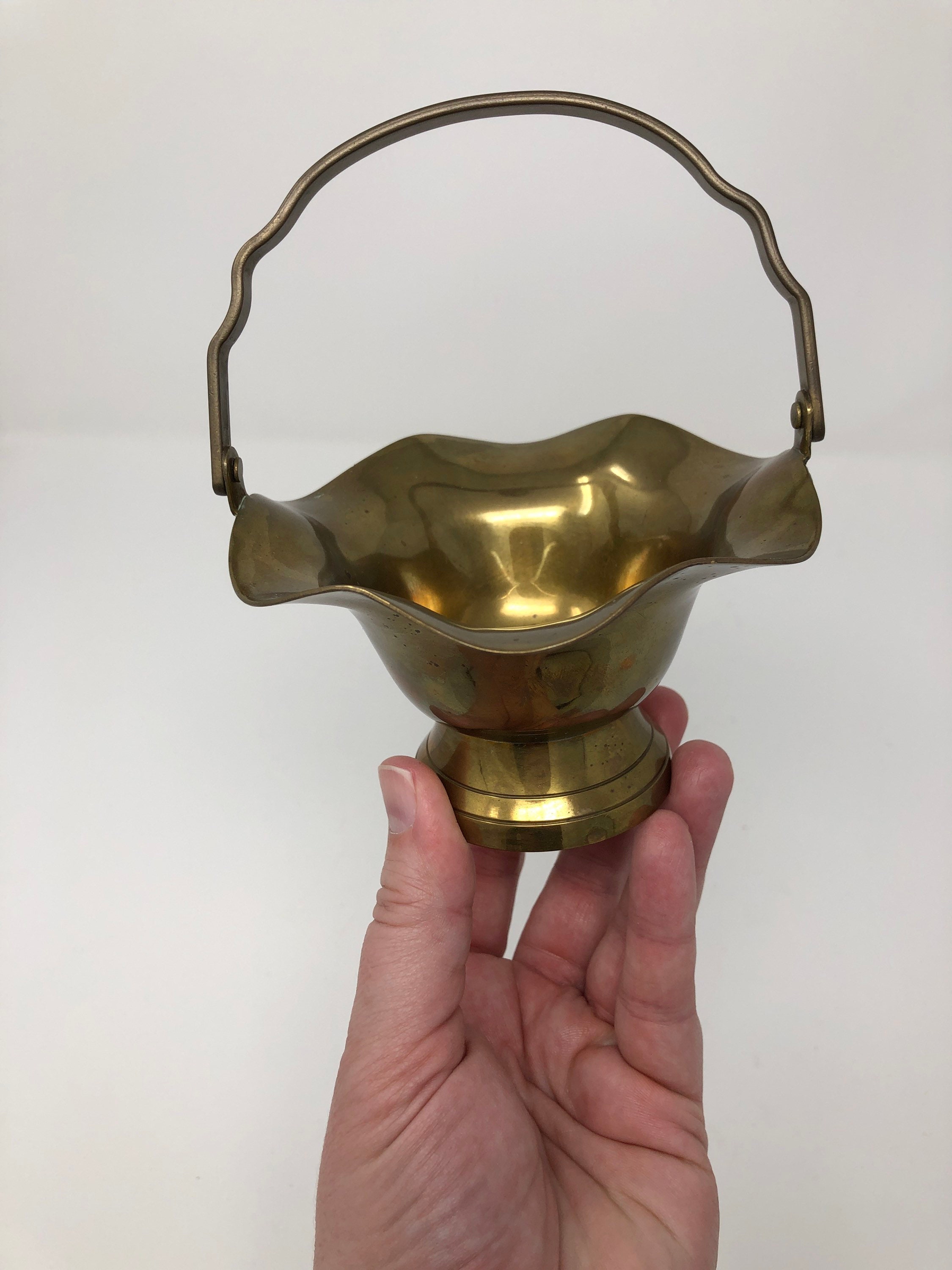 Vintage brass decorative small bucket with handle Etsy