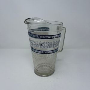 Vintage Jeanette glass pitcher (Greek or Roman design)
