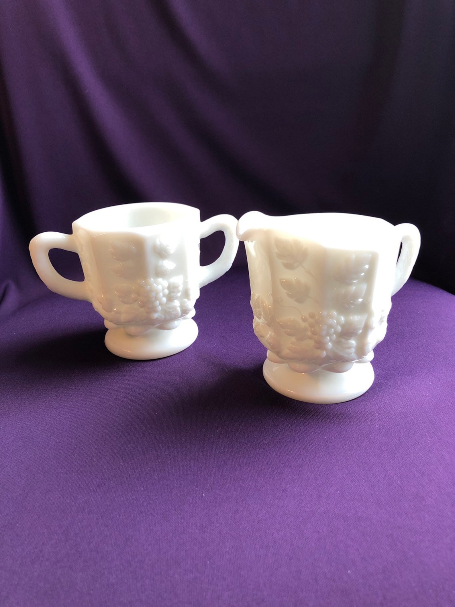 Vintage Westmoreland milk glass sugar and creamer set Etsy