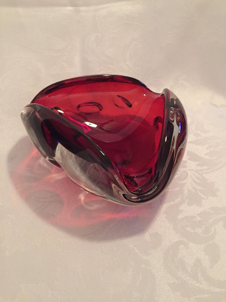 Vintage ruby red ashtray