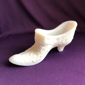 Vintage white milk glass slipper