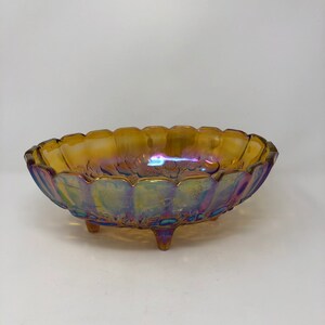 Vintage carnival glass large oval fruit bowl (not perfect)