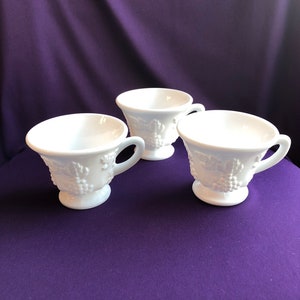 Vintage white milk glass mugs (set of 3)
