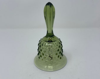 Vintage glass hobnail green bell