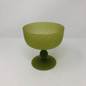 Vintage frosted green glass pedestal compote (not perfect)