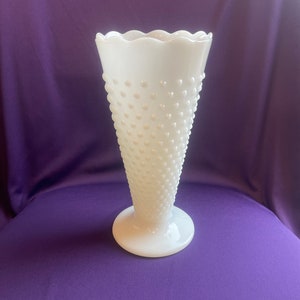 Vintage white milk glass hobnail vase (not perfect)