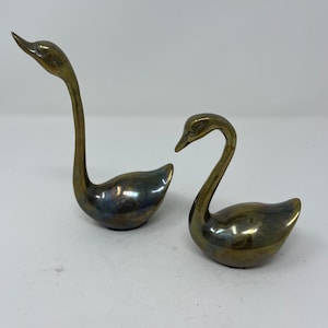 Vintage brass swan figurines