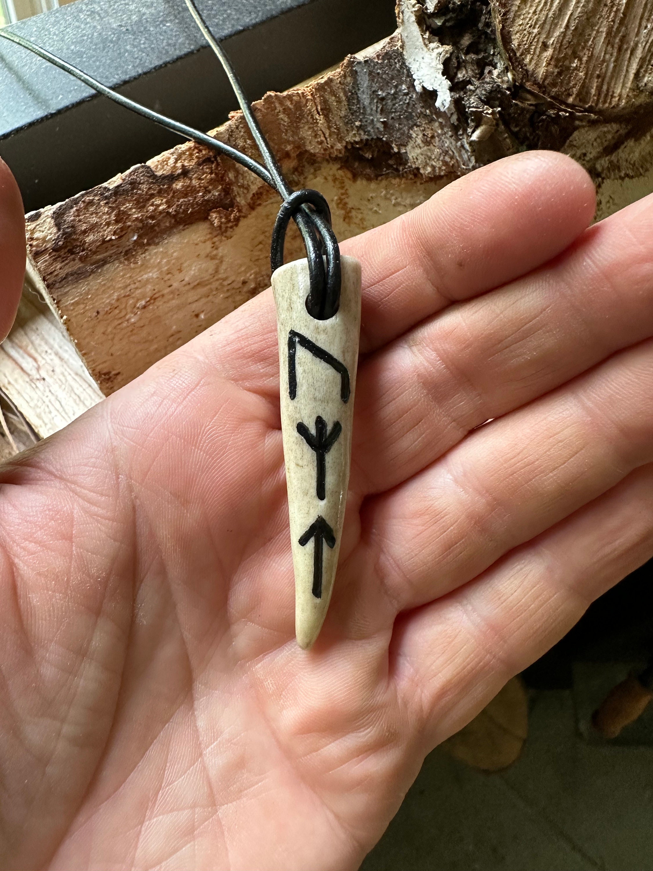 Justice Runes Genuine Deer Antler Nordic Rune Pendant Necklace - Justice Protection ...