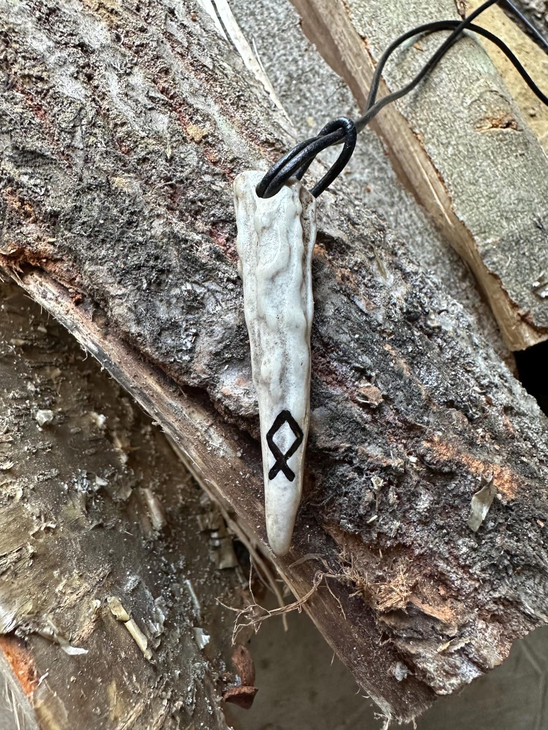 Genuine Etched Real Deer Antler Nordic Rune Pendant Necklace - Homeland ...